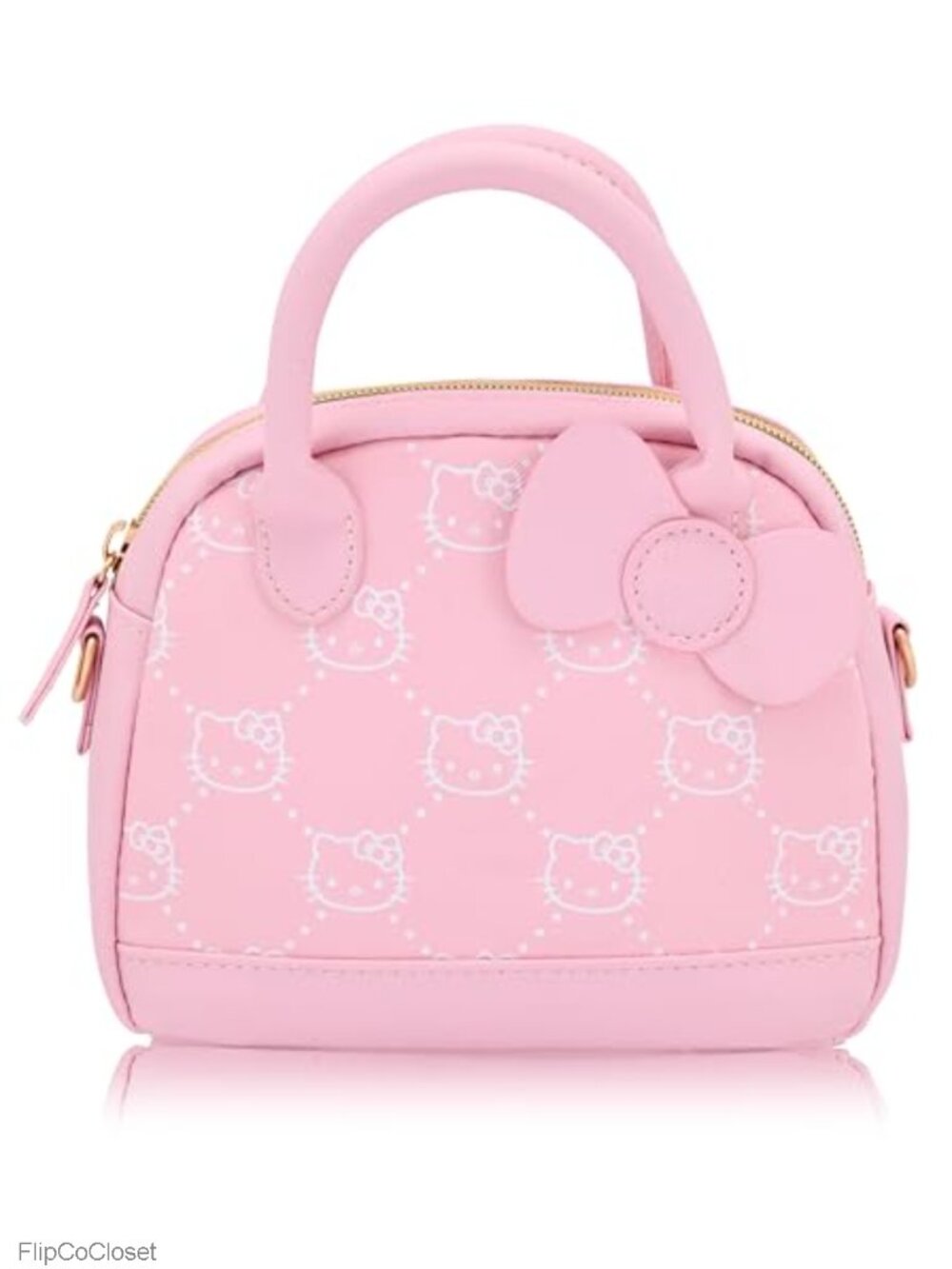 Leather Mini Crossbody Handbag Hello Kitty Style Adjustable Strap